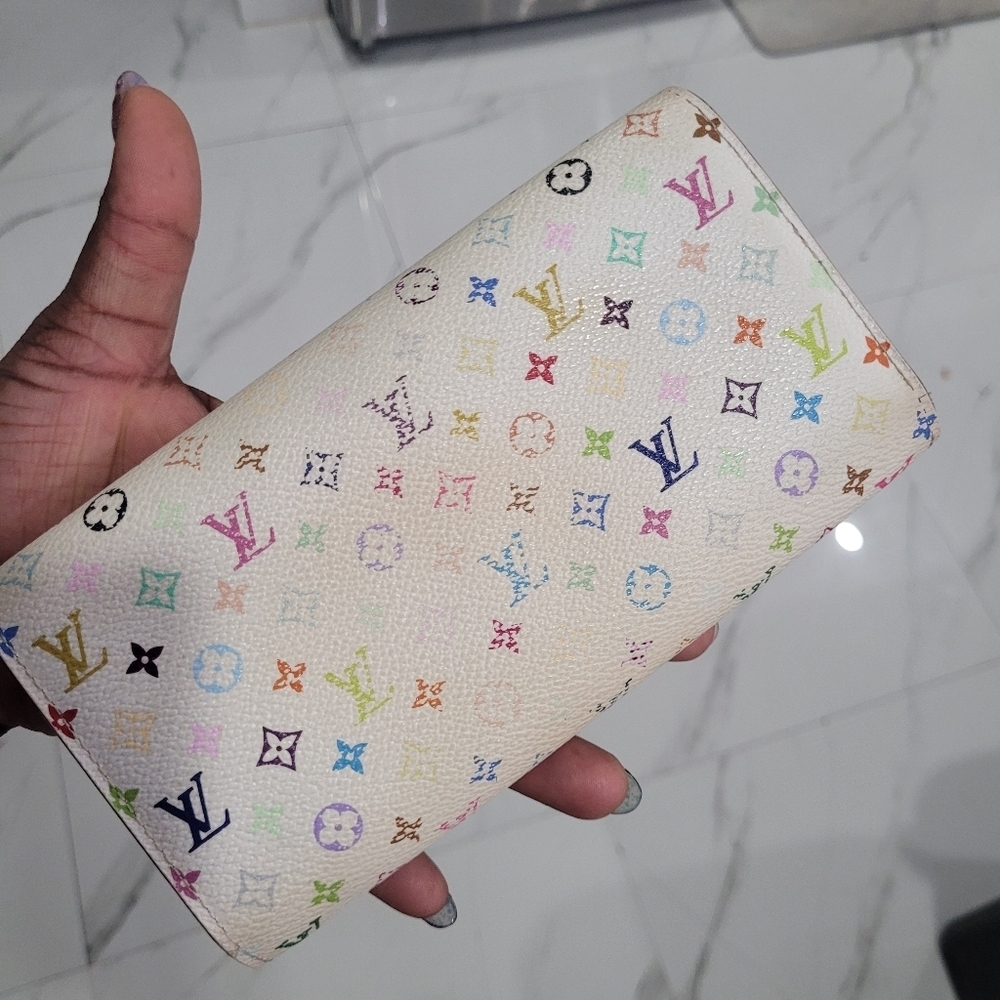 🌈▪️LOUIS VUITTON▪️ Murakami white multi long Sarah wallet ( preowned) - Picture 9 of 14